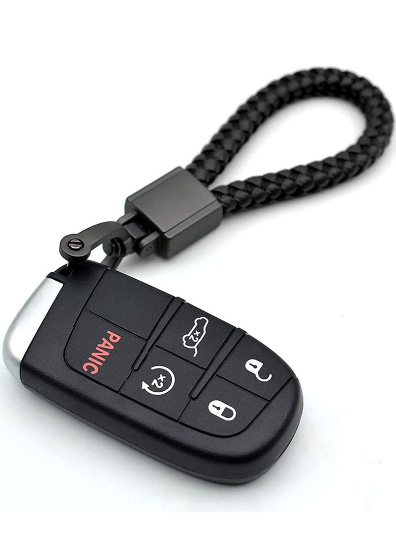 Metal Car Keychain, Universal Black Leather, Keyring Woven Strap Braided Rope Key Chain for Men and Women - Matte  Color, with 360 Degree Rotatable D-Ring with Removal Tool - Image 4